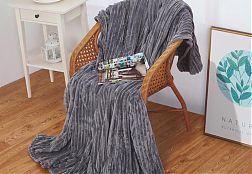 Плед 240*210 см, Велсофт - жаккард, Нежность (Серый-страйп)