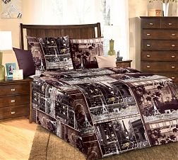 Комплект постельного белья 1,5-спальный, бязь "Люкс" (Парижские тайны, коричневый)