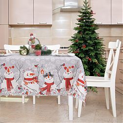 Скатерть 150*250 см, рогожка (Снеговики) Скатерть 150*250 см, рогожка (Снеговики)