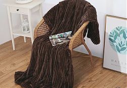 Плед 175*210 см, Велсофт - жаккард, Нежность (Шоколад-страйп)