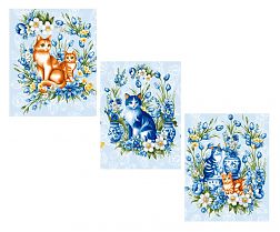 Комплект полотенец 48*60 см, 3 шт., рогожка (Декоративные котики)