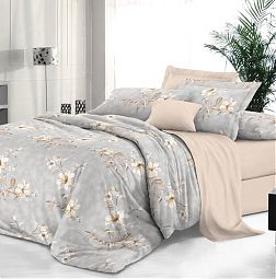 Простыня 1,5-спальная, сатин "Престиж" (Золотые соцветья (компаньон))