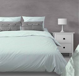 Простыня 1,5-спальная, бязь "Комфорт" (Клеточка, мятный)